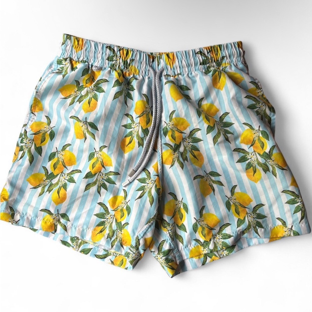 Lemon Print Striped Shorts